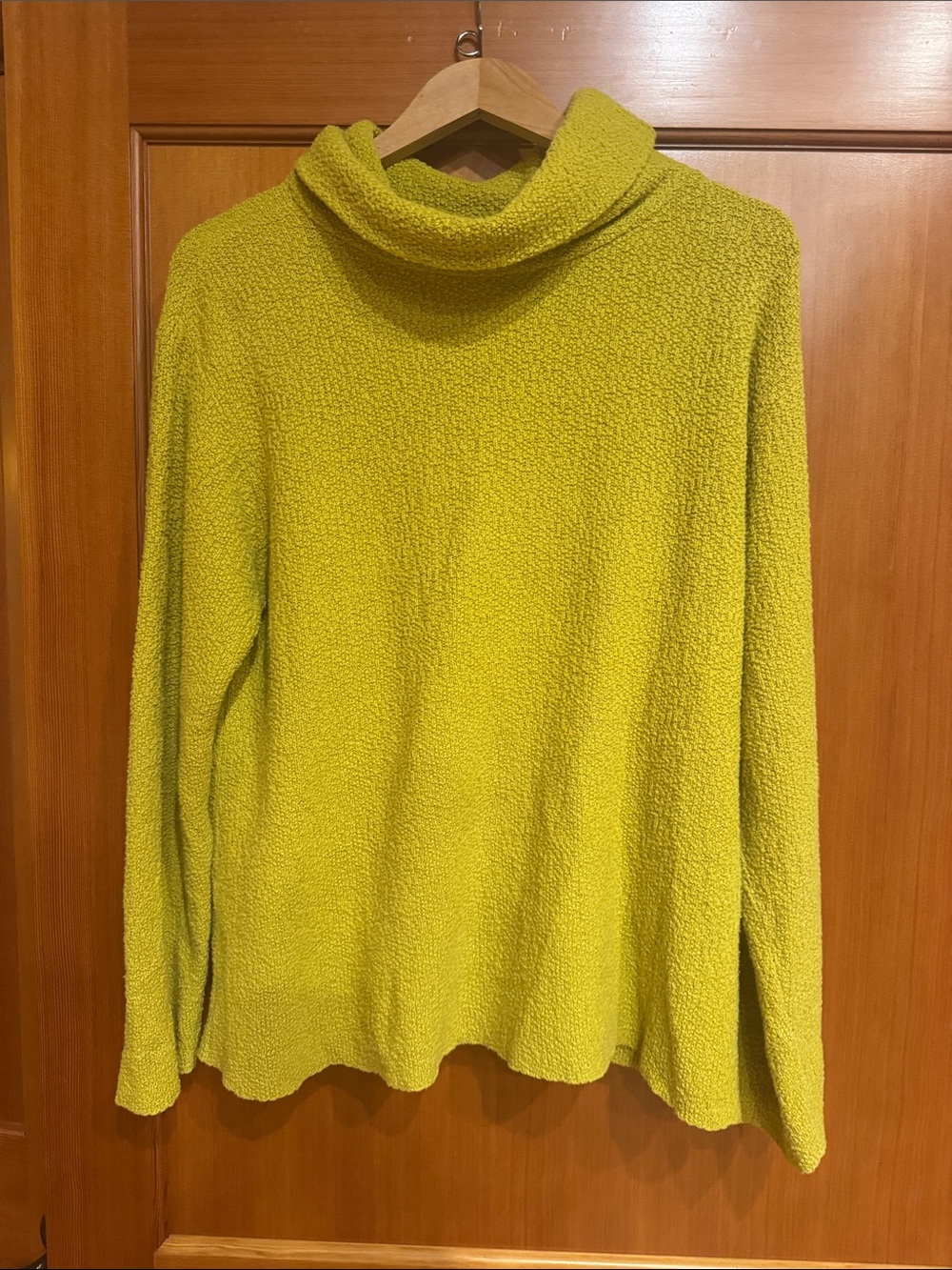 Women's Chartreuse 100% Cotton Cozy Funnel Neck Sweater